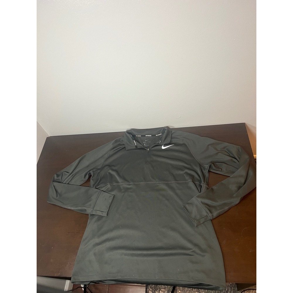 Nike Running Dri-FIT Mens XL Quarter Zip Pullover Grey Thumbhole Long Sleeve Top